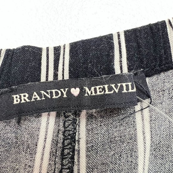 Brandy Melville Women Size ? Striped Casual Trousers Pants High Rise Navy/White - Picture 6 of 7
